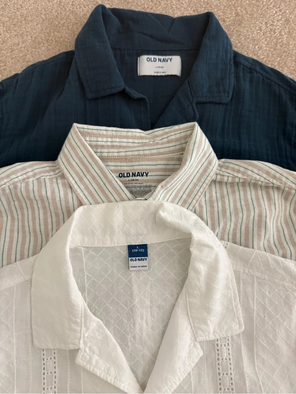 Boys Old Navy collared/button down shirts (3 total) Size 10-12